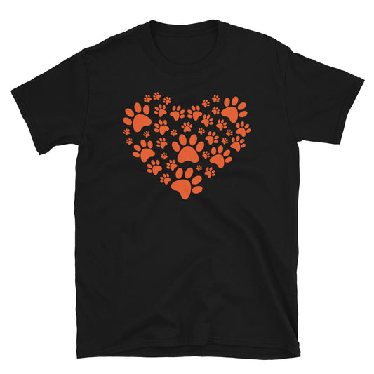 Dog Paw Print Heart Short-Sleeve Unisex T-Shirt